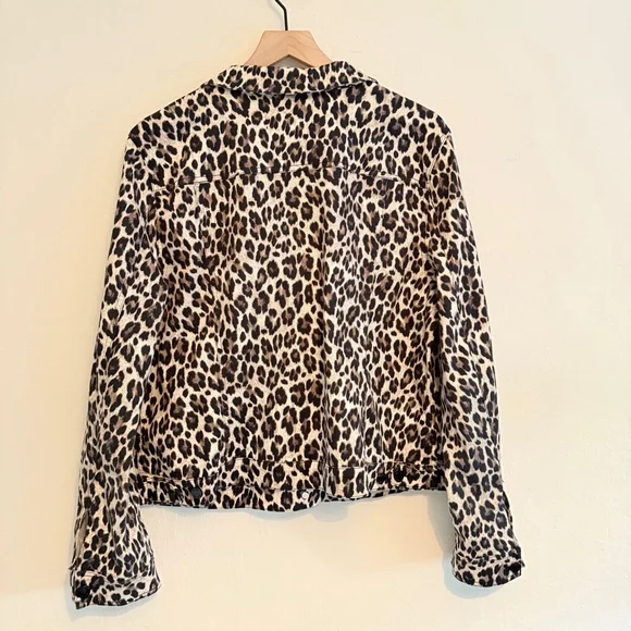 Vince Camuto Women's Black/Cream Leopard Print Jacket Size XL - Picture 2 of 6